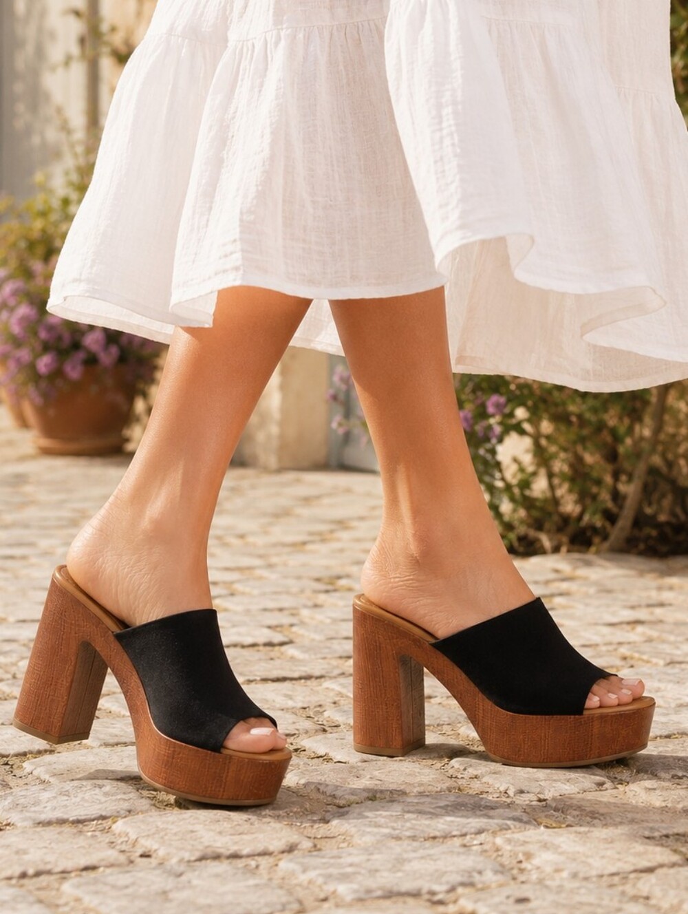 NEW Coconut by Matisse Wooden Platform Mule Sandals 70s Boho Resort Chic Size 8